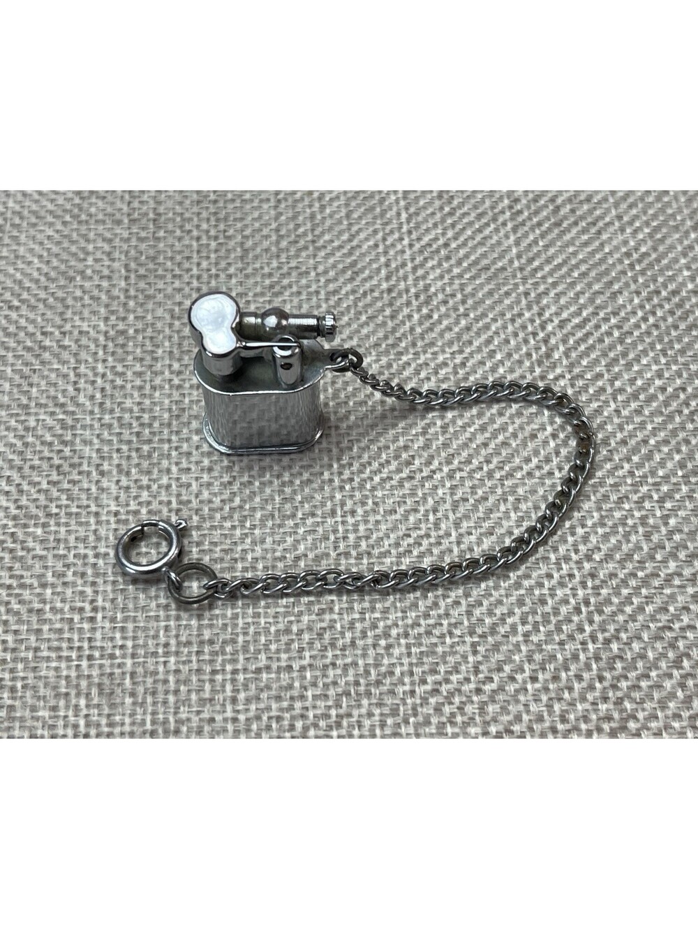 Vintage Mini Pocket Keychain Silver Tone Cigarette LIGHTER Japan Untested